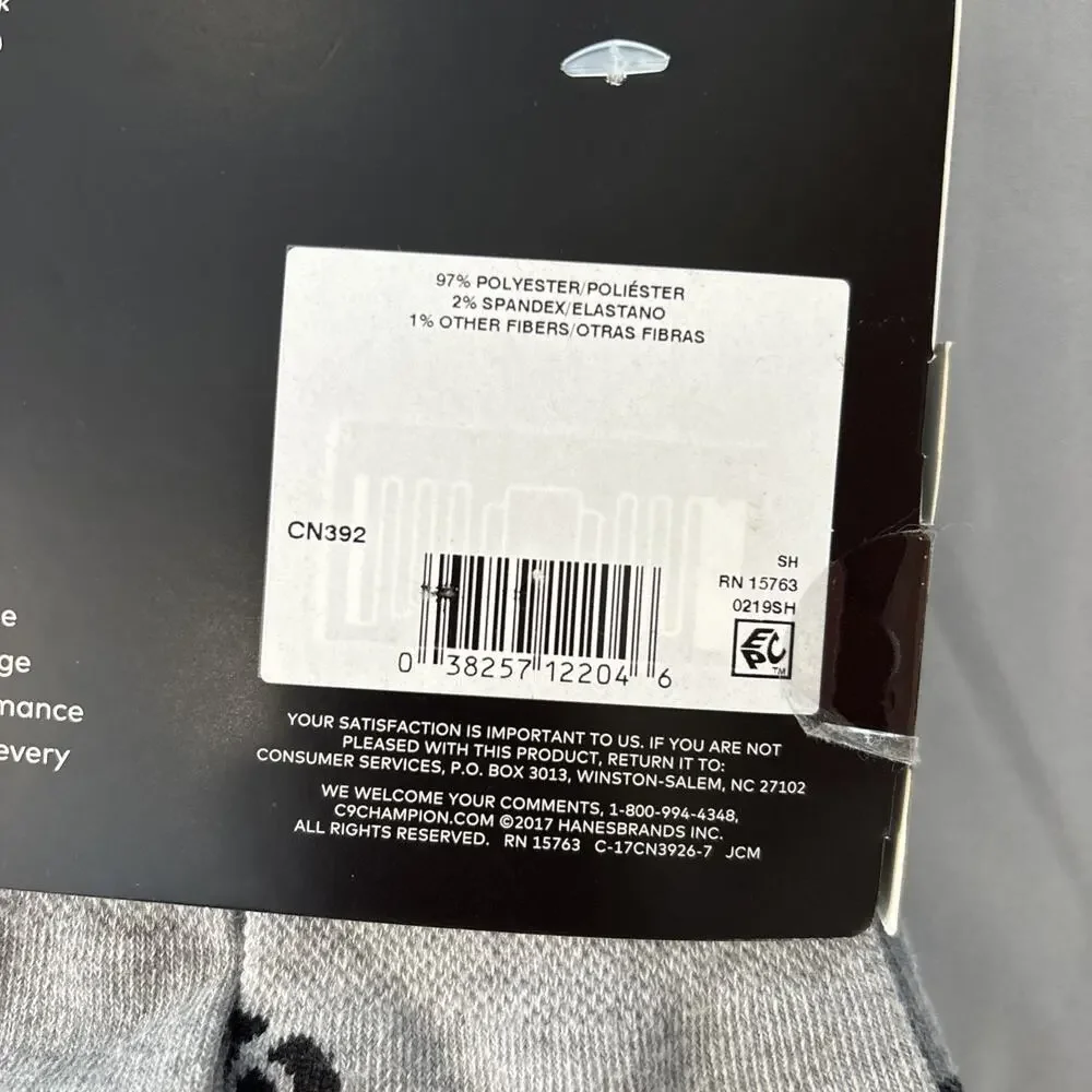C9 Champion Boys Youth Heel Shield Duo Dry Gray, 6 Pairs, Shoe Size 9-2.5 (M)